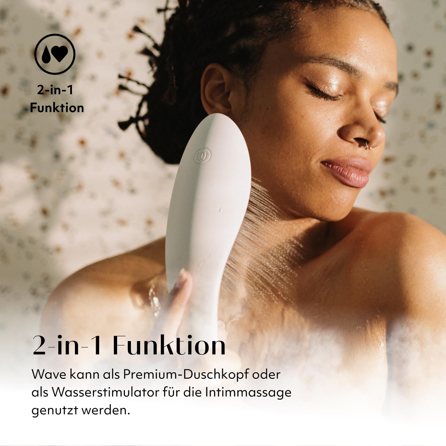 Womanizer Wave 2-in-1 Duschkopf, multifunktionaler, mit Stimulation - Intimmassagegerät mit speziellen Wasserstrahlen - 3 verschiedene Wasserstrahlmuster - chrom 3