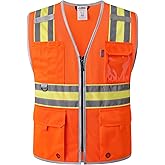JKSafety Safety Vest for Men Women Hi Vis Relfective Vest with Pockets High Visibility Meet ANSI Standard