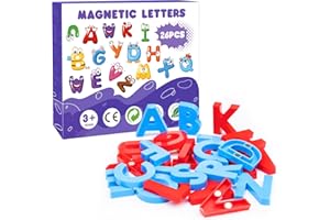 KIVEED Magnetic Letters and Numbers Toy Set: Strong Magnetic 26 PCS Colorful Alphabet Magnets for Toddlers - Educational ABC Fridge Magnets