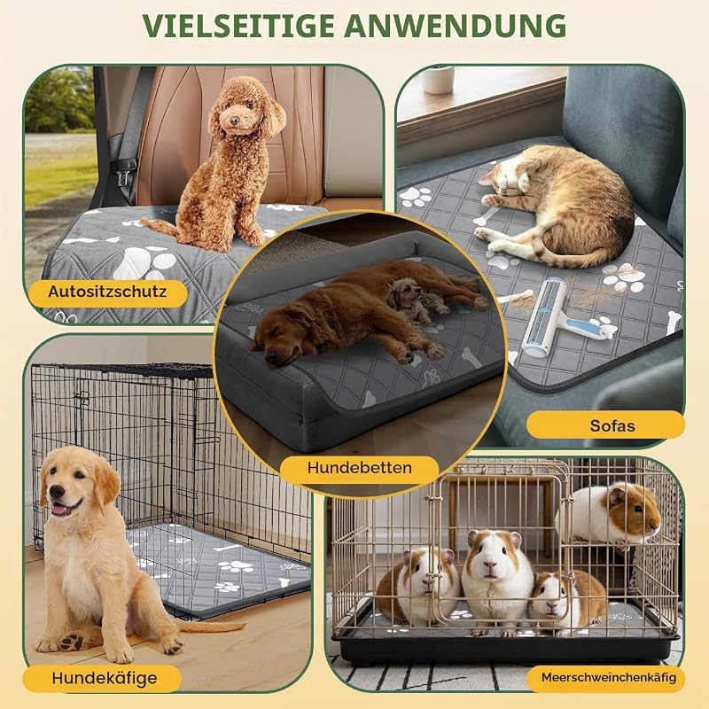 2er 60×50 cm Extra Saugstark und Dick Welpenunterlagen waschbar Wiederverwendbare Hundetrainingspads Auslaufsicher und rutschfest Puppy Pads für Welpentraining Hunde Katzen Kaninchen