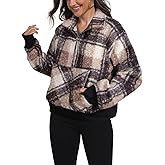 SeSe Code Womens Oversized Half Zip Sweatshirt Long Sleeve Cozy Fleece Pullover Hoodie Casual with Pockets & Thumb Holes