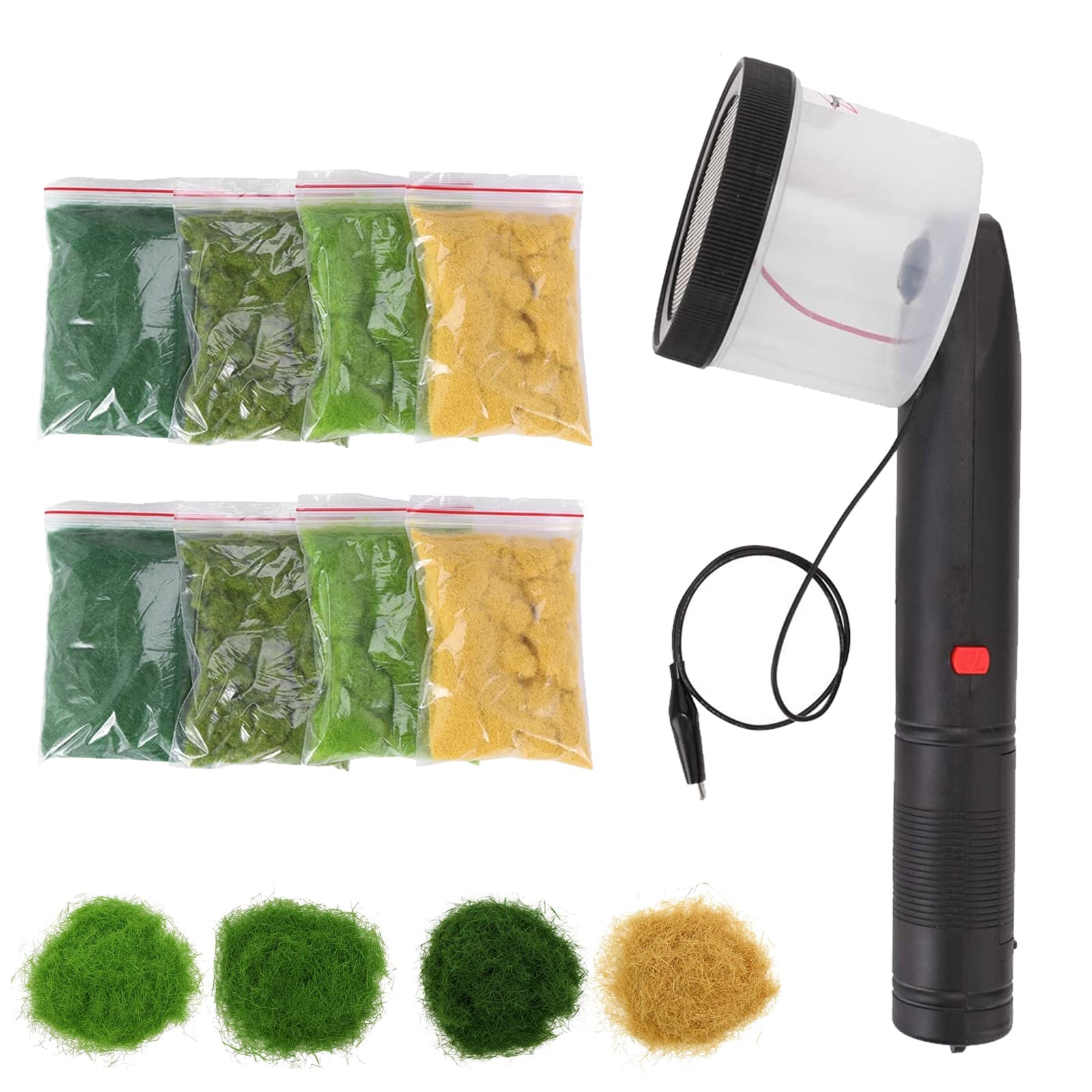 Mocoli Mini Static Grass Applicator, Four Colours 8 Static Grass Mini Flocking Machine Applicator ABS Applicator with Non-Slip Handle for DIY Scenic Modelling Sand Table Modelling Hand Tool