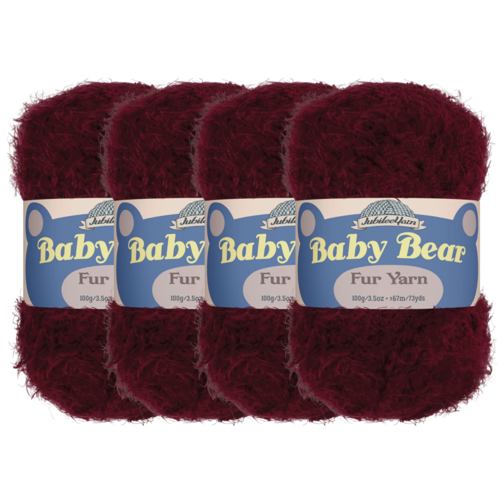 JubileeYarn Baby Bear Yarn - Chunky Weight Polyester Fur - 100g/Skein - Crimson - 4 Skeins — image 1