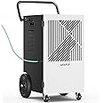 Waykar 155 Pints Commercial Dehumidifier with Pump, Drain Hose and Washable Filter Space up to 8000 Sq. Ft, for Basements, Industrial or Commercial Spaces - 5 Year Quality Coverage