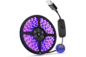UV Light Strip USB UV Black Light Strip DC5V 390nm-400nm 6.56FT/2M SMD 3528 120LEDs IP65 Waterproof Super Bright LED Strip Li