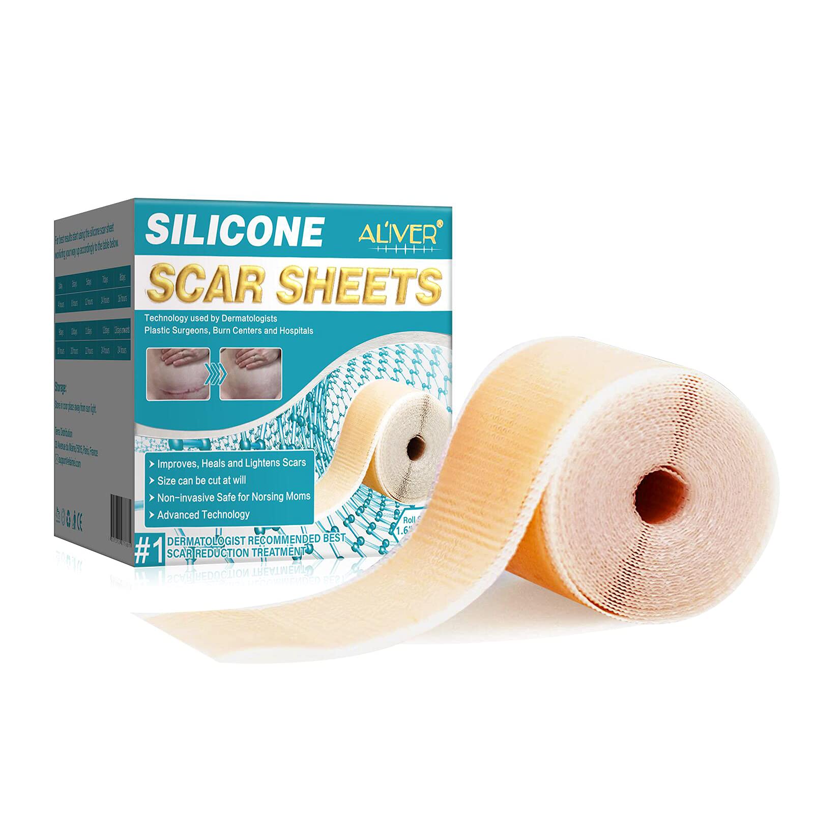 Silicone Scar Sheets, Medical Grade Scar Sheets, Scar Removal Sheets, Reusable Scar Sheets for Scars Caused by Surgery, Burn, C-Section