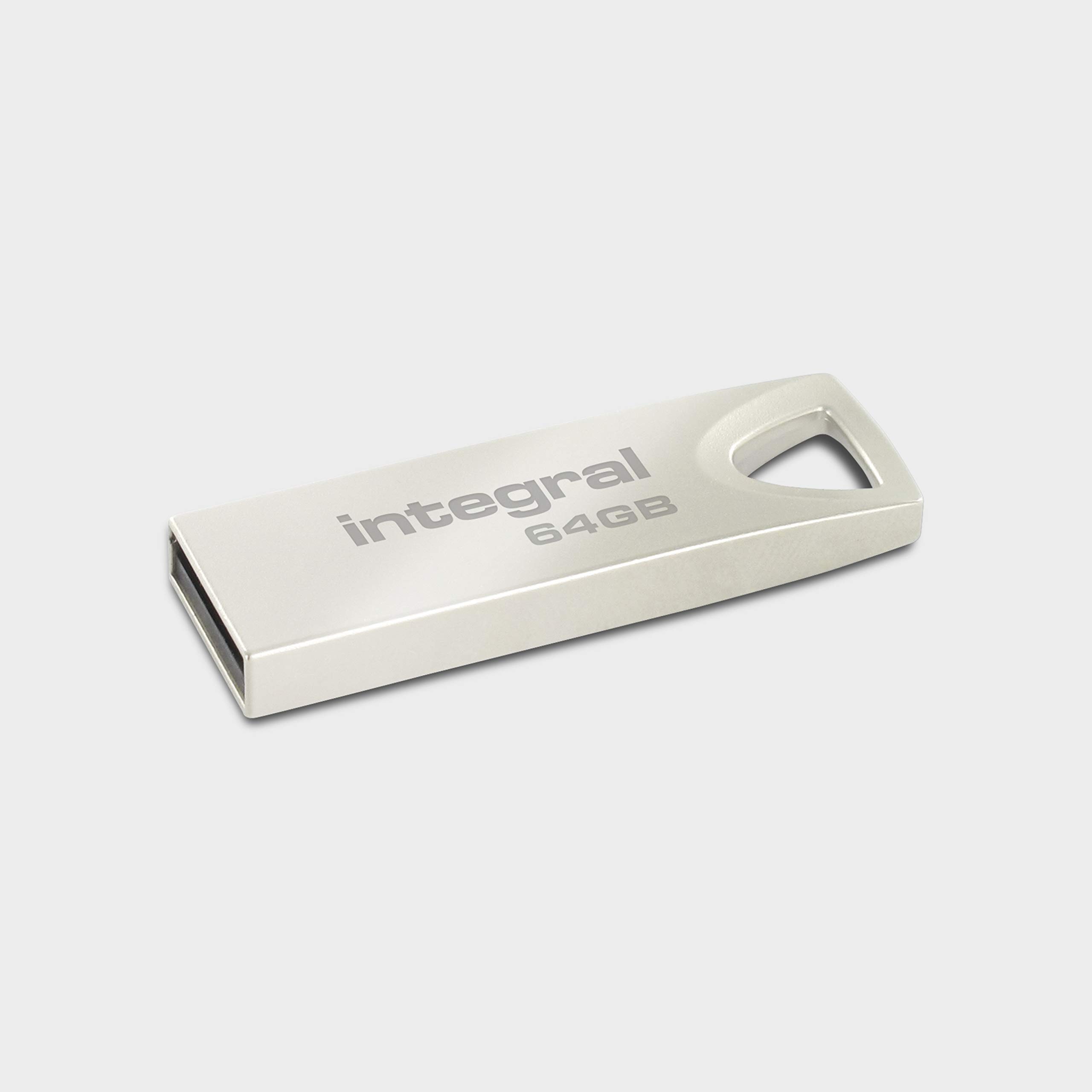 Integral 64GB USB Memory 2.0 Flash Drive Arc with metal casing for keyring, a stylish and elegant solution to transfer and back-up your files