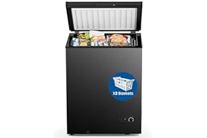 Electactic Chest Freezer 3.5 Cubic Feet Compact Freezer with 2 Removable Baskets, Free Standing Top open Door Deep Freezer, Adjustable Temperature for Home Dorm, Bar, Basement, Kitchen