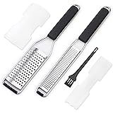 GUANCI 2-Pieces Cheese Grater Set Zester Grater with Handle, Stainless Steel Citrus Zester,Sharp Lemon Zesters Tool for Ginge