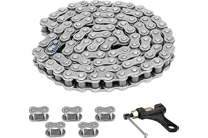 Belleone 428H Motorcycle Chain 104 Links with Chain Breaker, Heavy Duty Drive Chain for 50cc 70cc 90cc 110cc 125cc ATV, Dirt Bike, Mini Bike, Scooter, Pit Bike, Go Kart Chain with 5 Free Master Links