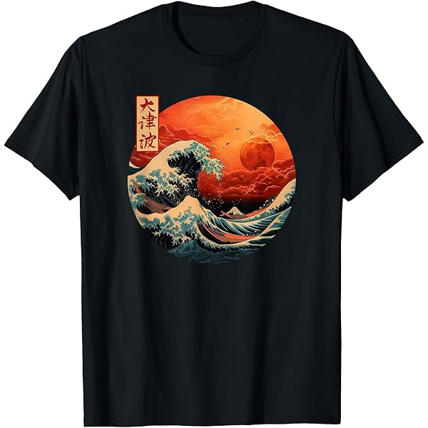 roku6×AMERICANA 「WAVE T-SHIRT」 Amazon.com: Japanese Wave Ocean Traditional Japan Men's Graphic T