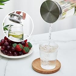 Hsei 2 Sets Glass Pitcher with Lid, 50 oz / 1500 ml