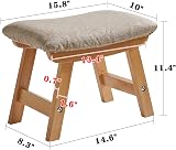 Aibiju Wooden Footstool with Removable Cover 4 Beech Legs Beige Cushion view 3