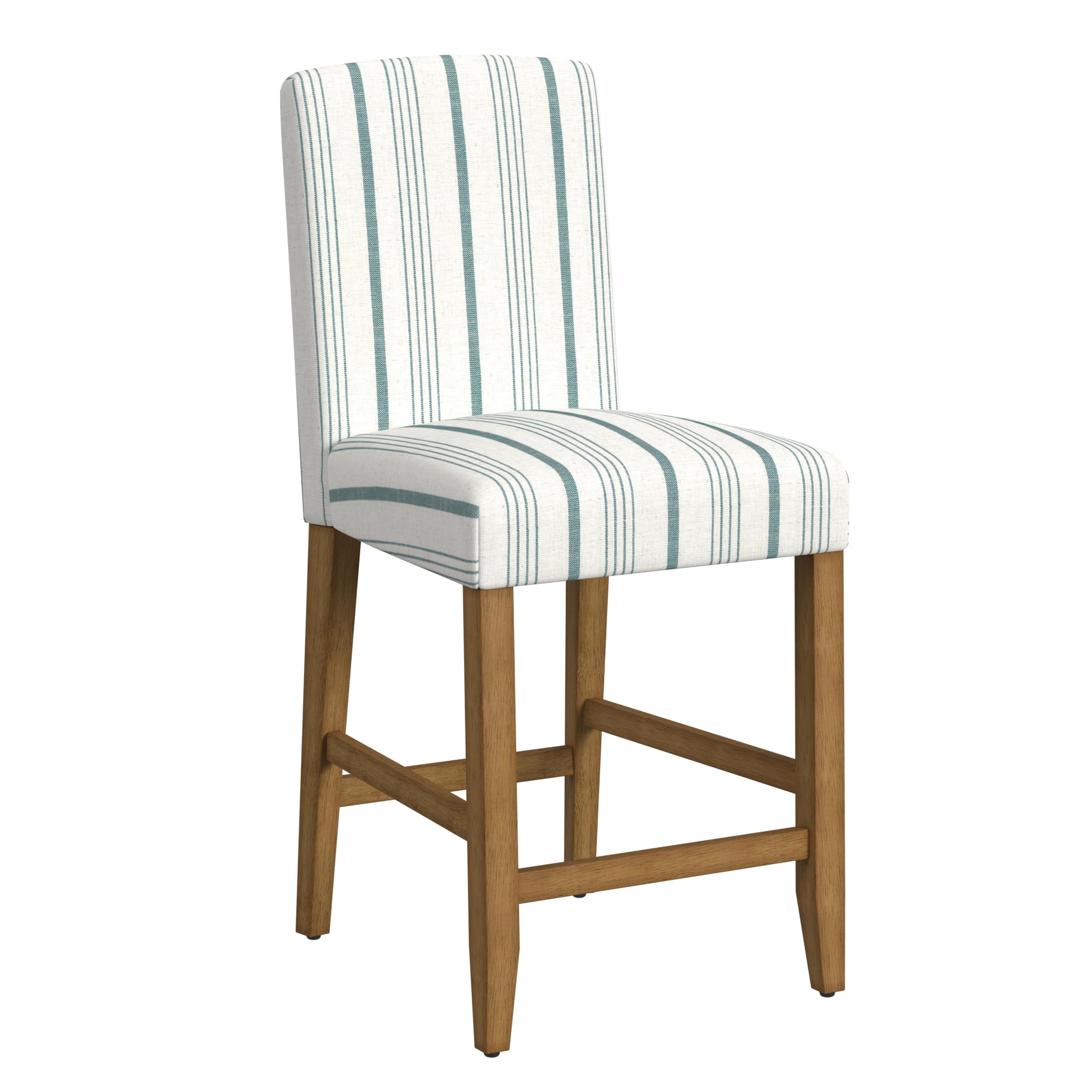 HomePop Curved Back 24″ Barstool – Blue Calypso Stripe