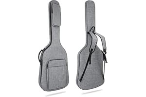 Bass Guitar Bag, MUZTOP 7MM Padding Bass Guitar Gig Bag Padded Soft Electric Bass Guitar Case Backpack with Pockets, Grey
