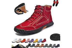 Women's All-Season Orthopedic Ankle Boots,Handmade Leather Orthopedic Comfy Shoes,Womens Non-Slip Arch Support Waterproof Hik