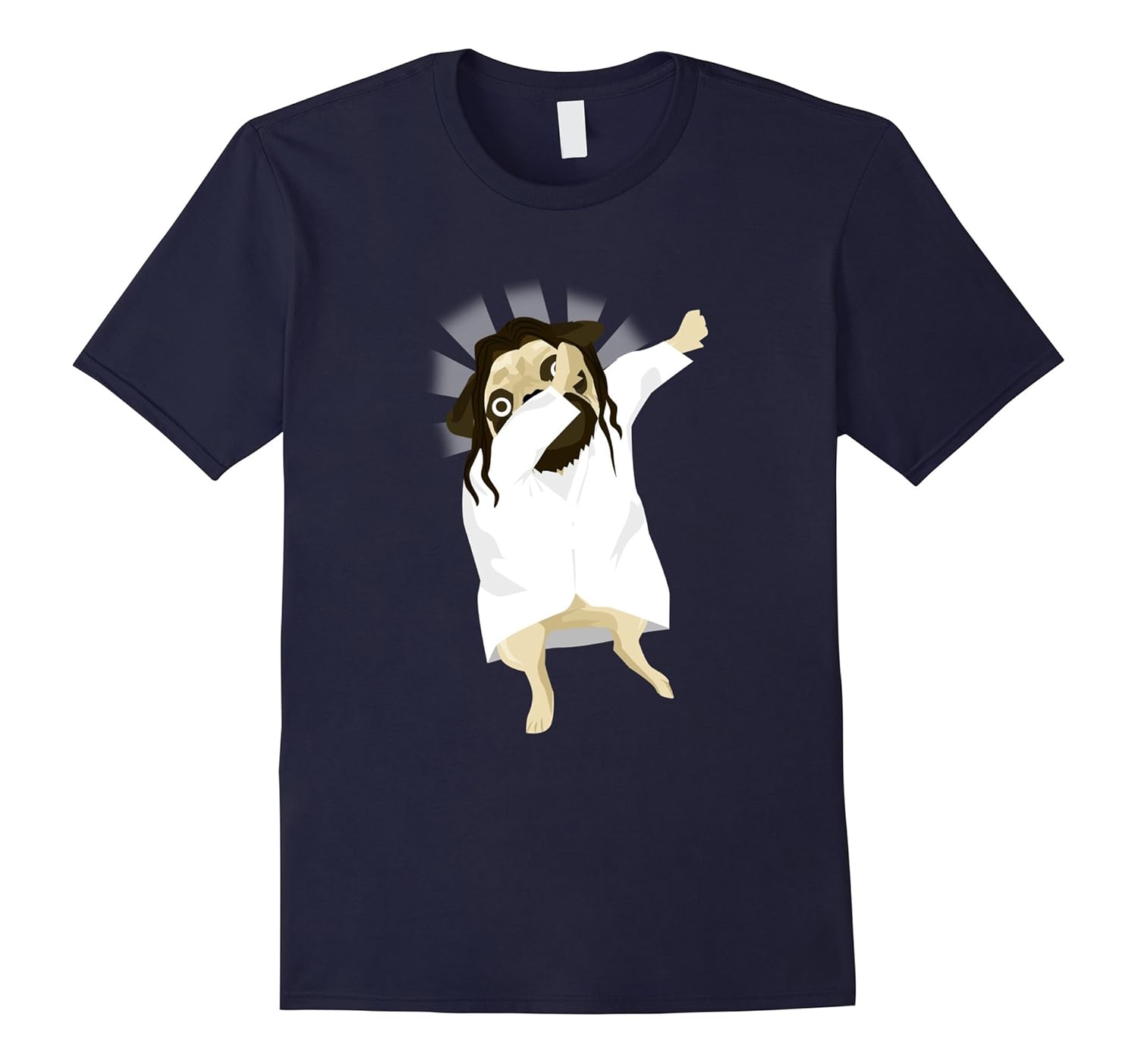 Dabbing Jesus Pug Funny Dog Lover Graphic Tshirt-Rose