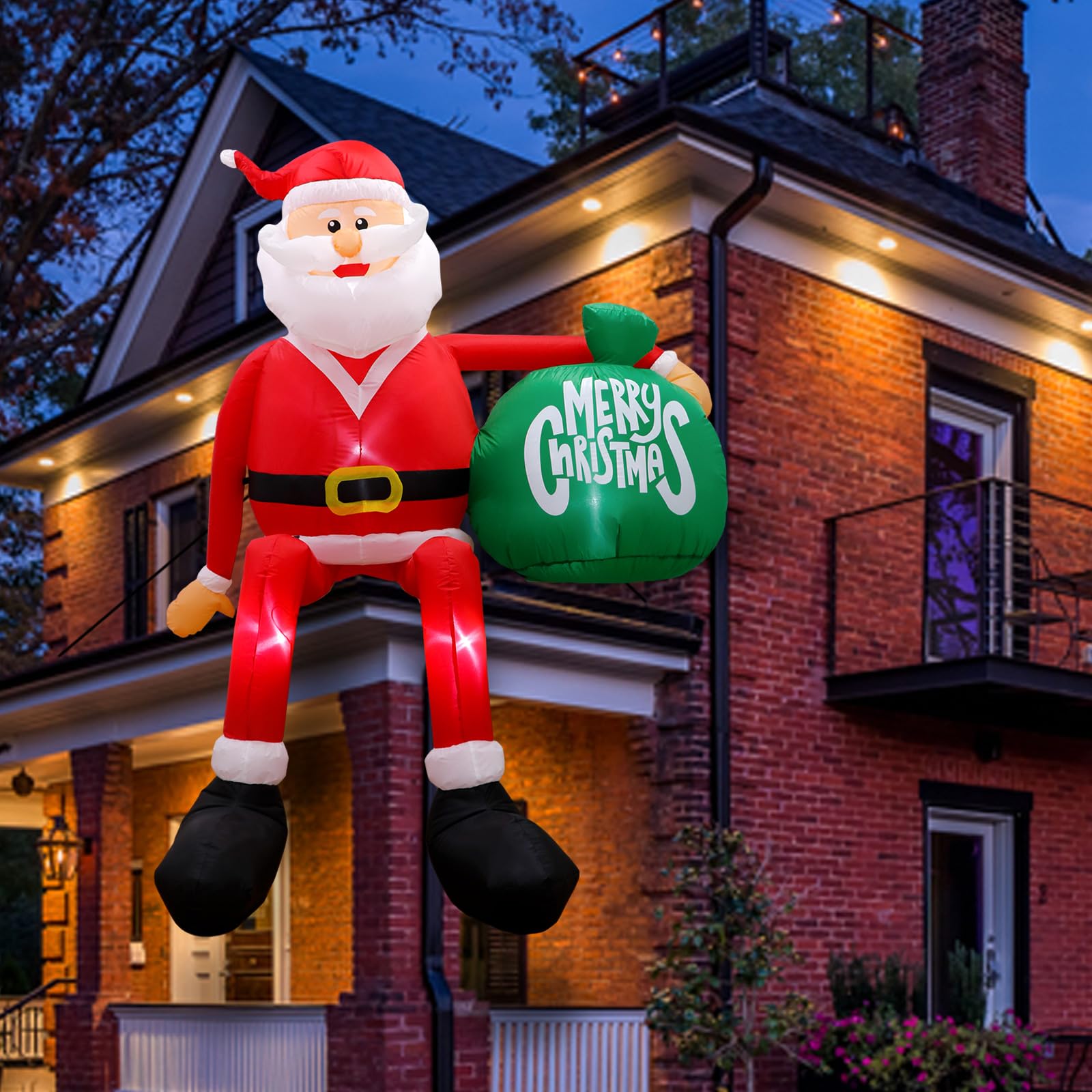 Photo 1 of GUDELAK 8FT Christmas Inflatables Outdoor Decorations, Climbing Santa Blow Up Yard Decorations with LED, Christmas Inflatable for Christmas Outdoor Decor Santa Inflatable for Christmas Decor Outside