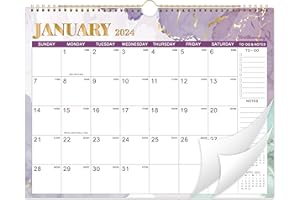 YOUTHAMAZING Calendar 2024 - Wall Calendar 2024 from January 2024 - December 2024, 14.8''× 11.57'', 12 Months Calendar with Twin-Wire Binding, Premium Paper, Blank Block with Julian Dates