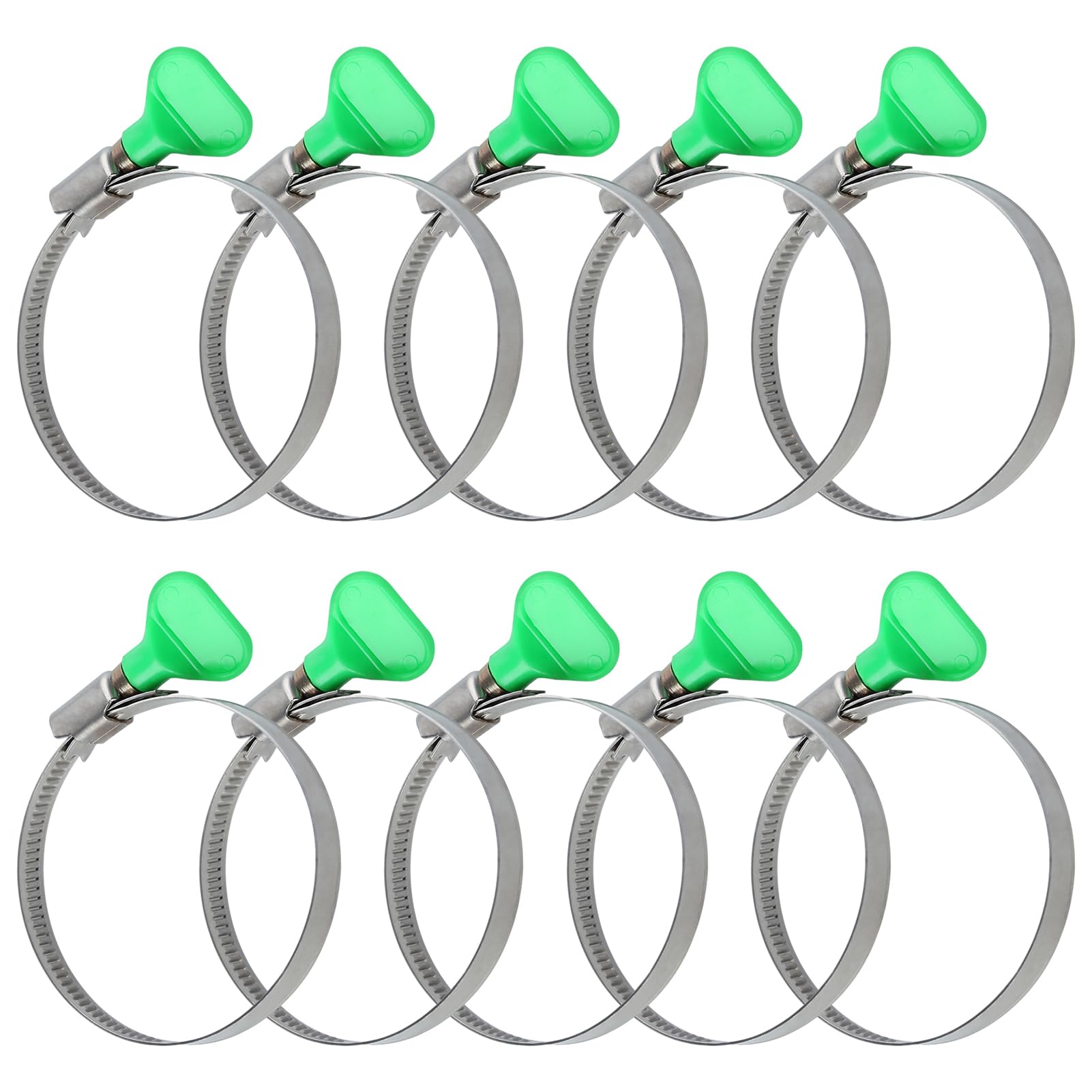 LEONTOOL 2-1/2 Inch Adjustable Key Hose Clamps, 10 Pack 304 Stainless Steel Thumb Screw Clamps, Dryer Vent Clamp, Pipe Clamp, Worm Gear Clamps for Woodworking Dust Collection Fittings, RV Clamp