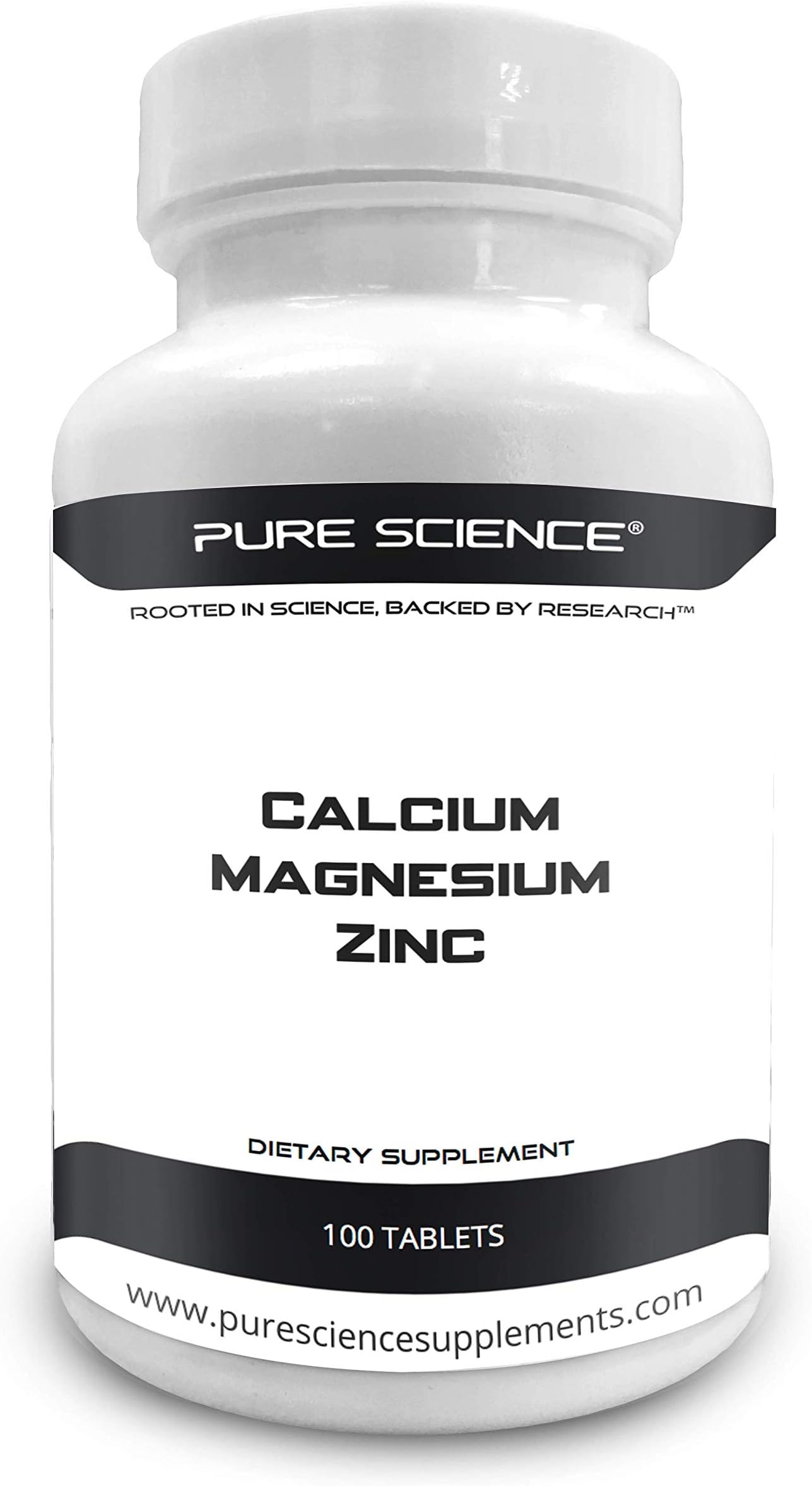 Pure Science Zinc 25mg with Calcium 1000mg & Magnesium 400mg – 1425mg with 5mg BioPerine (Bioavailability Enhancer for Better Absorption) 100 Tablets