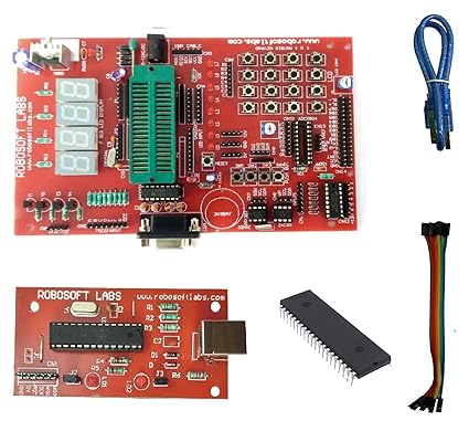 Robosoft Labs 8051/8052 Board with AT89S52, MAX232, RTC, AT24C32, ULN2003 IC & Programmer