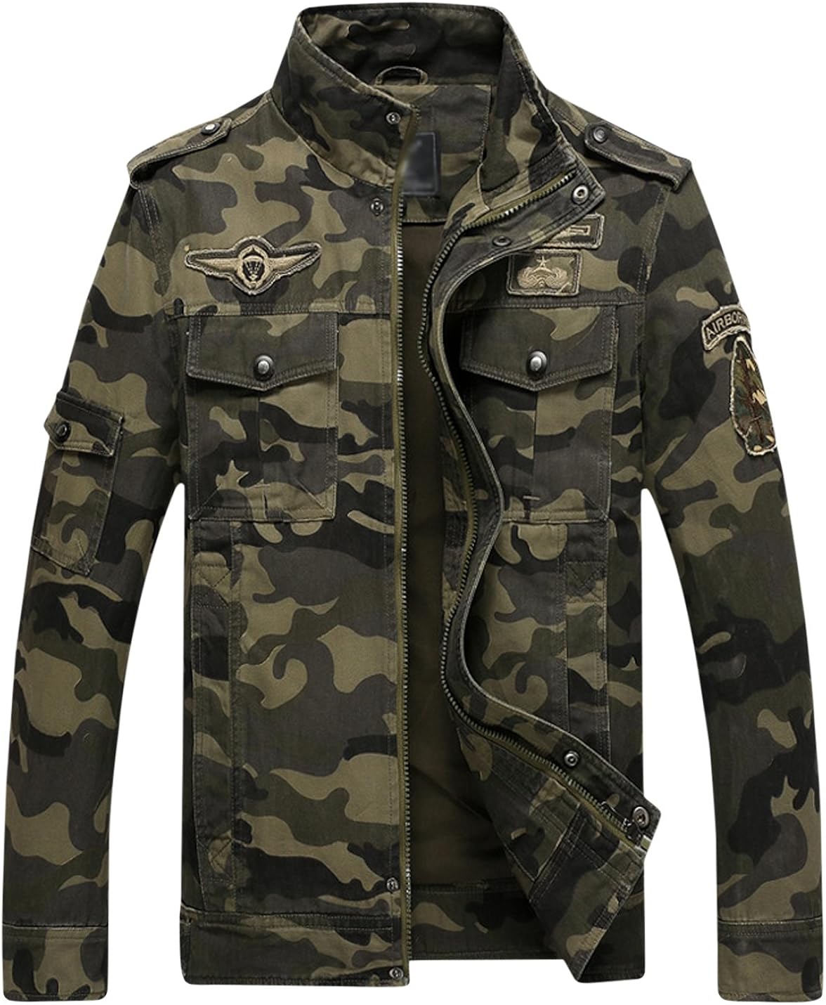 Springrain Men's Casual Slim Stand Collar Tooling Camouflage Cotton Jackets at  Men’s Clothing store