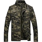 Springrain Men's Casual Military Jackets Camouflage Cotton Army Jacket Outwear