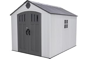 Lifetime Outdoor Storage Shed, 8x10 Ft, Desert Sand, Resin Tool Shed with Lockable Doors and Steel-Reinforced Walls