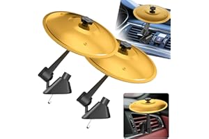 Uceento 2Pcs Car Cymbal Air Vent - Easy Clip-On Mini Cymbal for Car Dashboard, Compact & Durable Musical Car Accessory for Drivers, Fits All Vehicles (Gold)