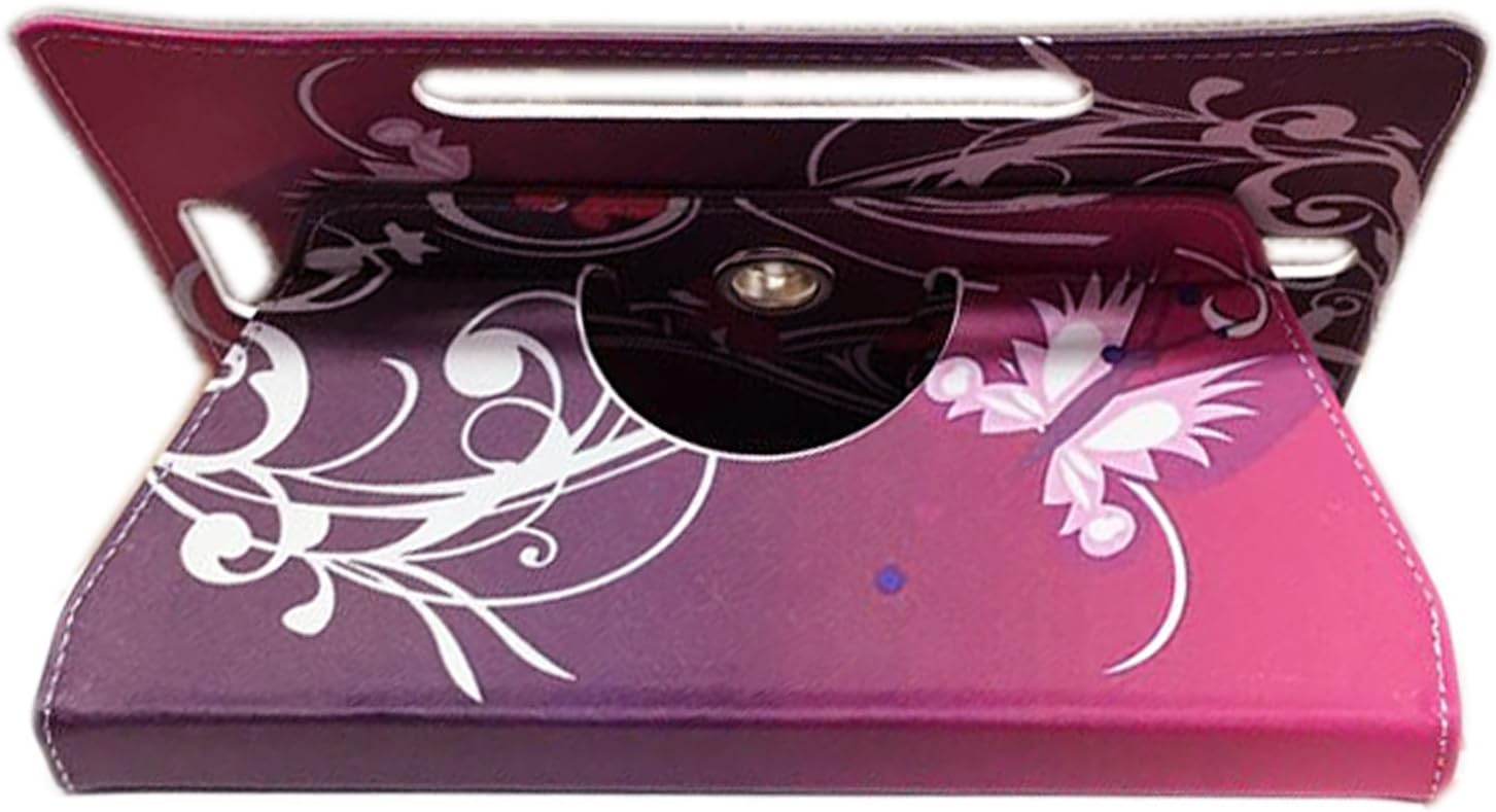 Universal 360° Rotational Colourful Various PU Leather Stand Case Cover Fits All 7" Inch Android Tablets tab devices + Free Stylus Pen (BUTTERFLY PURPLE) - Image 5