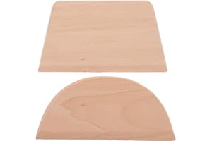 FRCOLOR 2pcs Wooden Dough Scraper Set, Beechwood Pastry Cutter with Smooth Edges, 18.5x9cm Semicircle