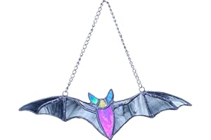 Lolitarcrafts Halloween Bat Stained Glass Window Hangings Stained Glass bat Suncatcher for Window Decor