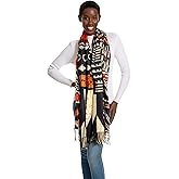 Bkytgek Soft Cashmere Feel Scarf for Women,African Tribal Style Double Sided Prints Warm Tassel Shawl Scarf Winter Large Wrap