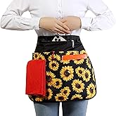 Waterproof Server Apron for Women with 7 Pockets,Quickly Put on and Take off Waitress Apron,Work Apron for Bartender Barista