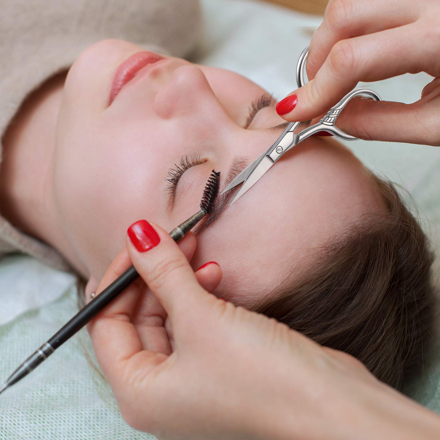 2 Pieces Brow Shaping Scissors Vintage Facial Hair Scissors Small Precision Scissors Eyebrow Trimmer Grooming Scissors with Sleeve for Trimming Eyebrows, Eyelashes, Beards, Broken Hair, Paper-cutting: Beauty