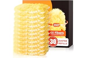 REKOPI 30 Count Heavy Duty Duster Refills for Swiffer, Multisurface 360° Larger Size Dusters with 4X Microfibers, Unscented Disposable Dusters for Cleaning Home, Blinds, Fans, Corners (Only Duster)