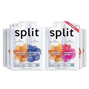 Split Nutrition Sampler Squeeze Packs, Gluten-free, Pantry Snack, Non-GMO, Real Food, Made with Zero Artificial Preservatives or Sweeteners, Pack of 12 (1.34 ounce each)