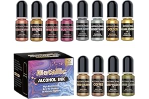 Alcohols Inks Set 12 Metallic Colors for Epoxy Resin and Card Making High Concentration Dye for Artistic Enthusiasts Epoxy Re