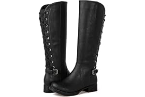 GLOBALWIN Women's Quilted Knee High Fashion Boots Strappy Boots For Women