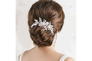 TATIBANA Bride Wedding Hair Comb Pearl Flower Hair Piece Rhinestone Bridal Hair Accessories for Women (Silver)
