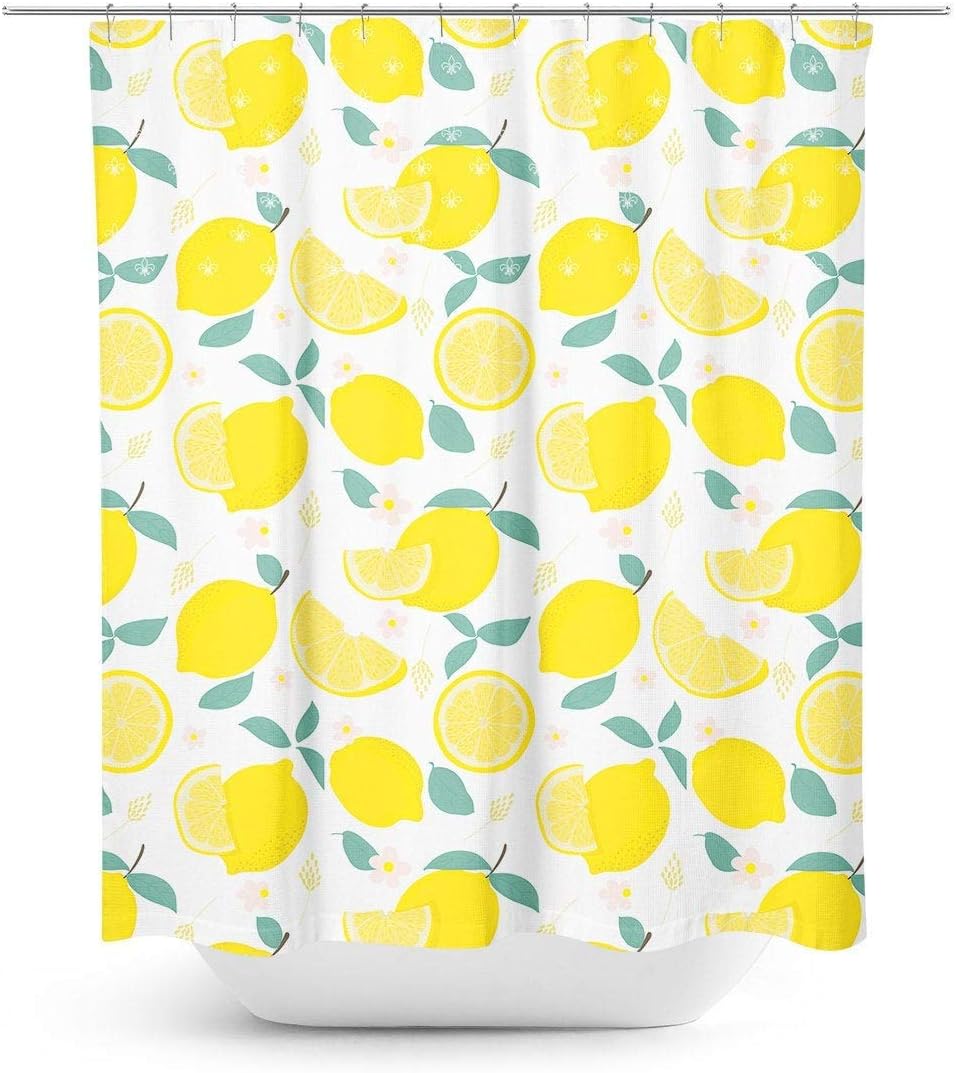 Lplpol Lemon Shower Curtain, Lemon Shower Decor, Fruits