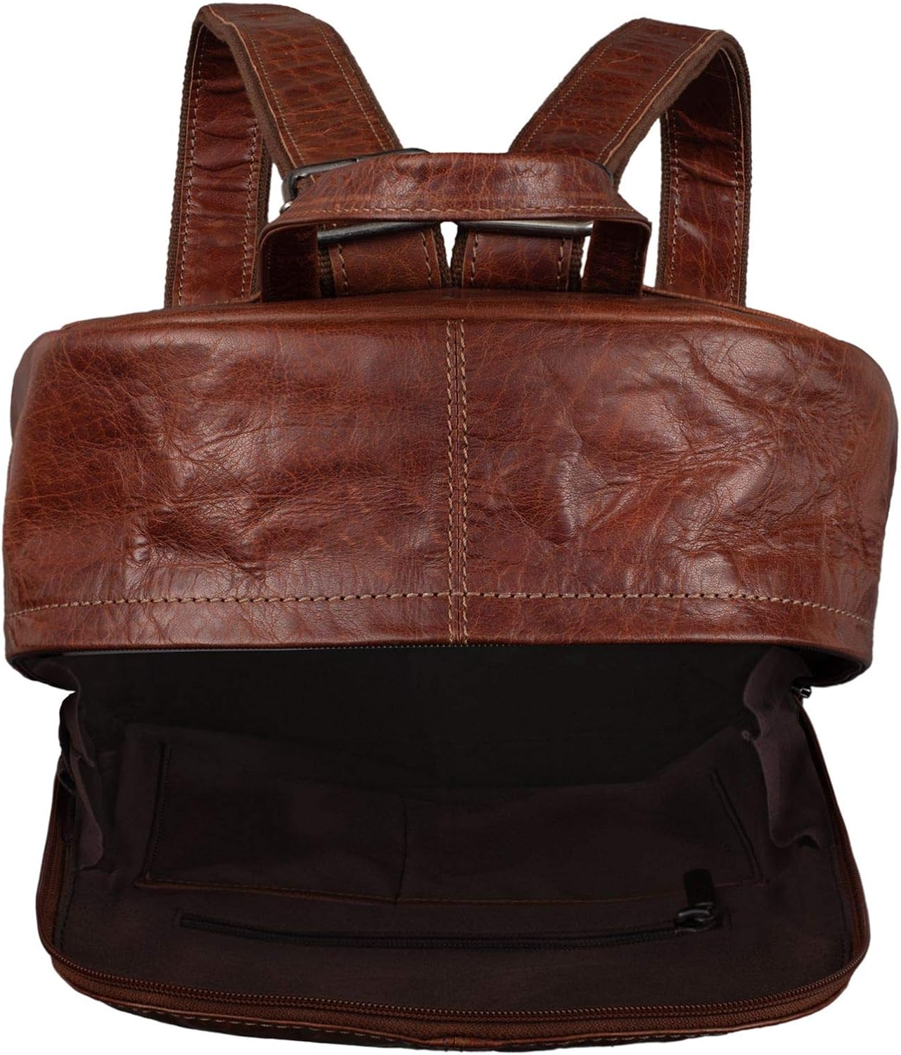 STILORD 'Marley' Leather Rucksack Laptop Bag Backpack Large Daypack Vintage DIN A4 for School Business in Genuine Leather, Colour:Brandy - Brown - Image 5