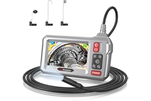 Sanyipace Borescope Camera with Light, 4.3" IPS Endoscope, 2 Color Modes, 16.4FT Semi-Rigid Cable, IP67 Waterproof and Oilproof Borescope Inspection Camera for Automotive Engine, House Inspection