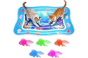 CATPICK JOY Cat Water Mat - Interactive Cat Toys Upgraded Thickened 0.7mm PVC Cooling & Heating Water Bed with Floating Fish, Anti-Scratch Leak Proof Foldable Water Sensor Play Mat for indoor/Outdoor Cats