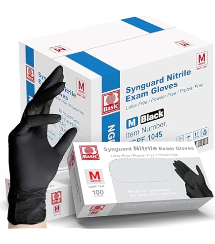 Amazon.com: Intco Basic Medical BLACK Nitrile Exam Gloves, 5 Mil