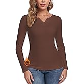 Thermal Long Sleeve Shirts for Women Fleece Top Thermal Notch V Neck Underwear Top Undershirt Winter Cold Weather