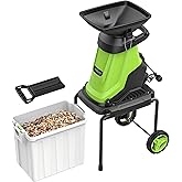 STEELITE 15-Amp Electric Wood Chipper, 50L Collection Bin Chipper Shredder, Mulcher with Max 21:1 Reduction, 1.8" Cutting Dia