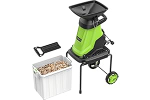 STEELITE 1.8" 15 Amp Electric Wood Chipper, 50L Collection Bin Electric Mulcher Chipper Shredder, Wood Chipper with Max 4000RPM Motor Speed, Easy-Cleanup Dual Steel Blades Ideal for Branches, Twigs