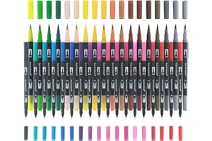 CANVASTRA Markers for Adult Coloring Books No Bleeding, Set of 36 Colors, Coloring Pens for Adults, Dual Brush Marker Pens with Fine & Brush Tips, Art Supplies for Drawing, Calligraphy, Sketching and Doodling.
